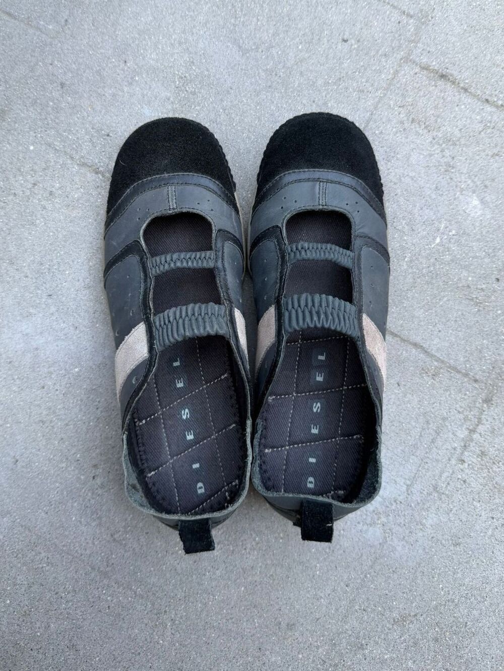 Vintage Early 2000s Late 90s NWOT Black Diesel Square Toes Ballet Flat Size 6.5